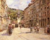 乔治 斯坦 : A Street Scene In Bern